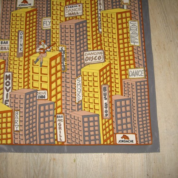 ❤️JORDACHE VINTAGE Nashville Country Disco Silk Scarf Bandana - Picture 3 of 7